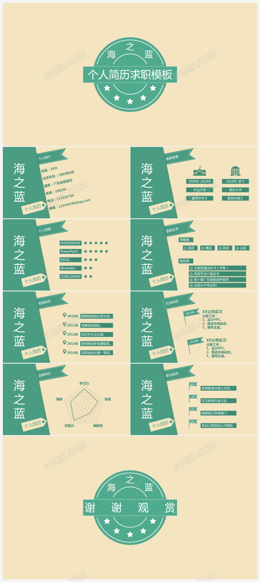 清新简洁个人简历动态ppt模板 清新简洁个人简历动态ppt模板