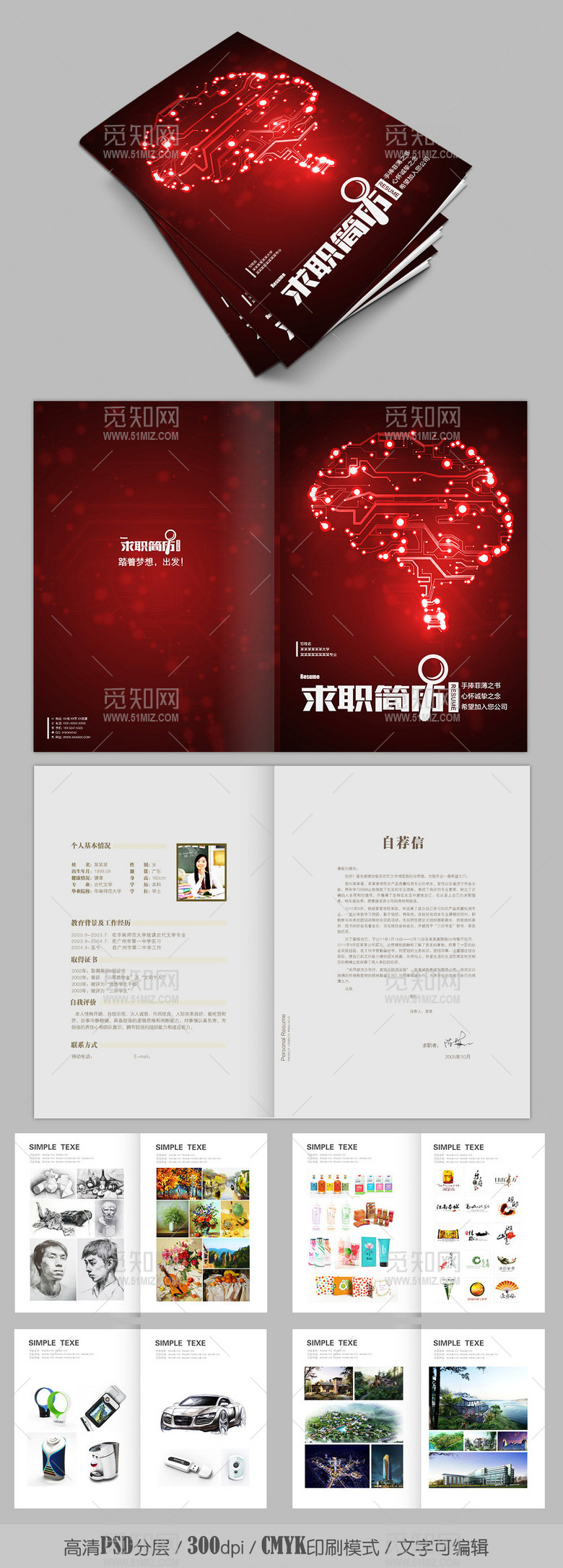 创意大脑电子科技人才作品集简历模板 创意大脑电子科技人才作品集简历模板
