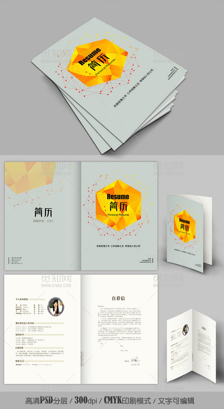 创意钻石几何形简洁求职简历 创意钻石几何形简洁求职简历
