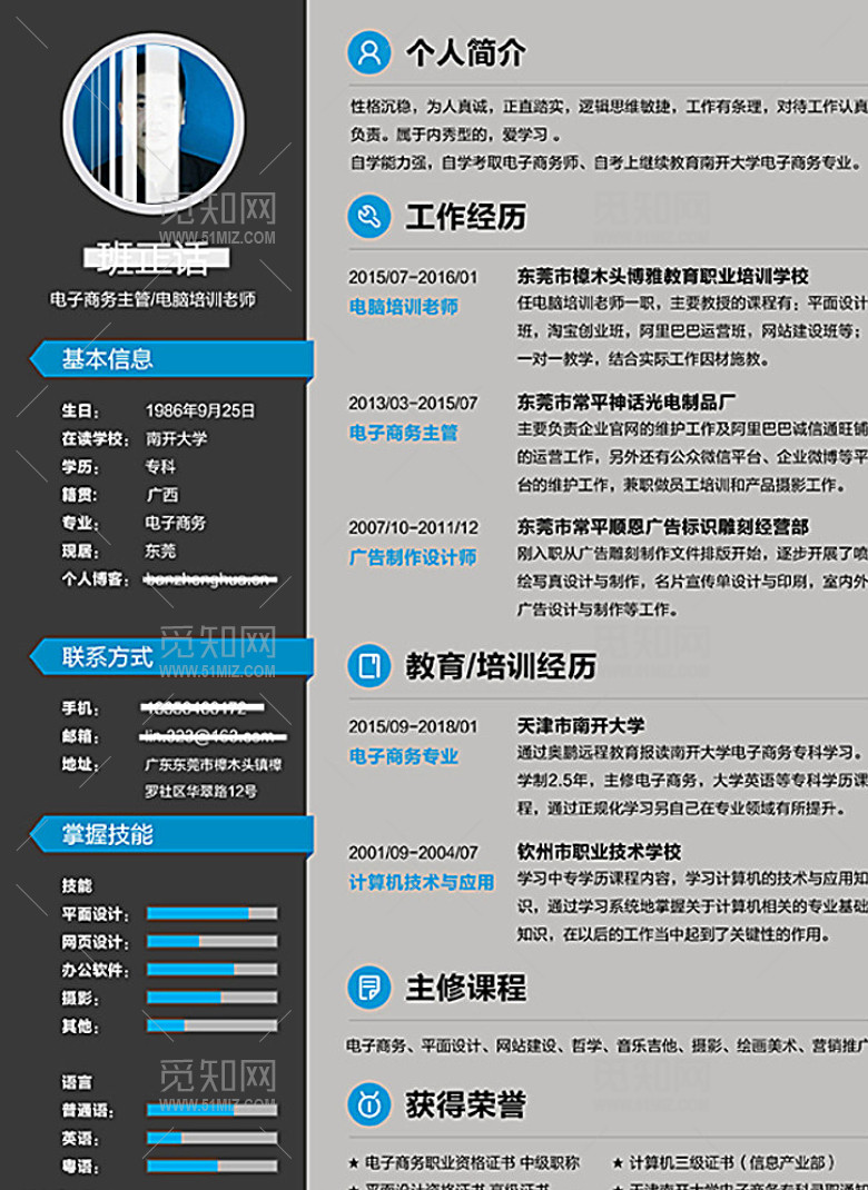 班正话个人简历设计模板分层图图片 班正话个人简历设计模板分层图图片