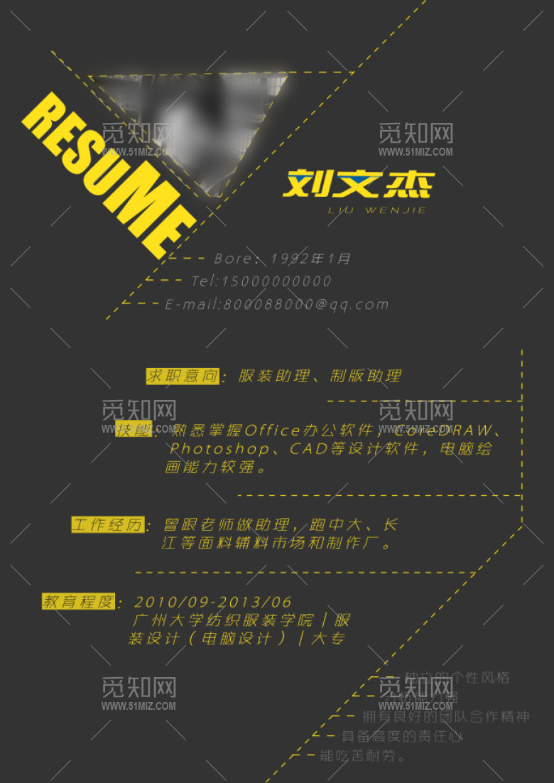 个性个人简历模板PSD分层设计 个性个人简历模板PSD分层设计
