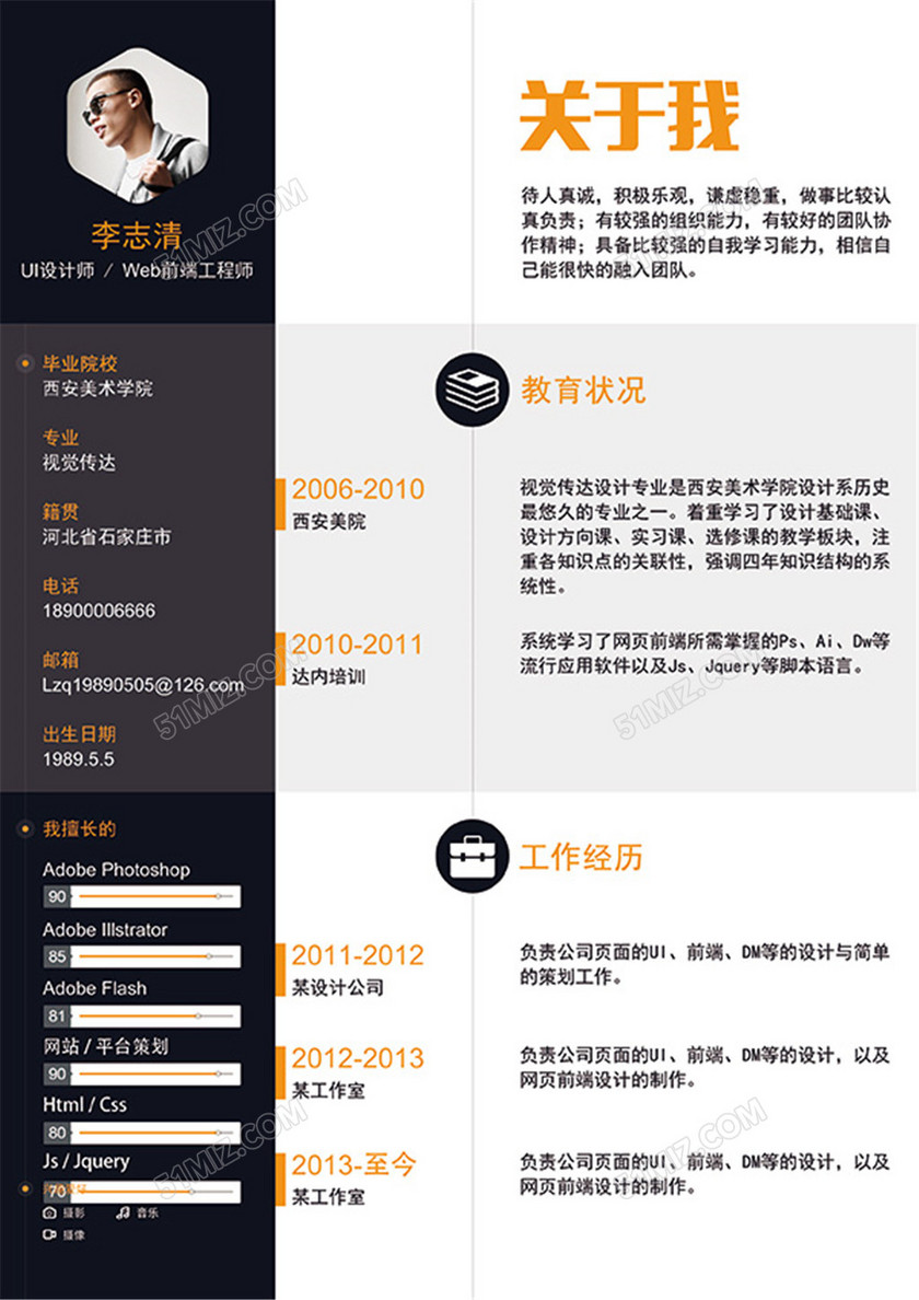 黑白简约个人简历 黑白简约个人简历