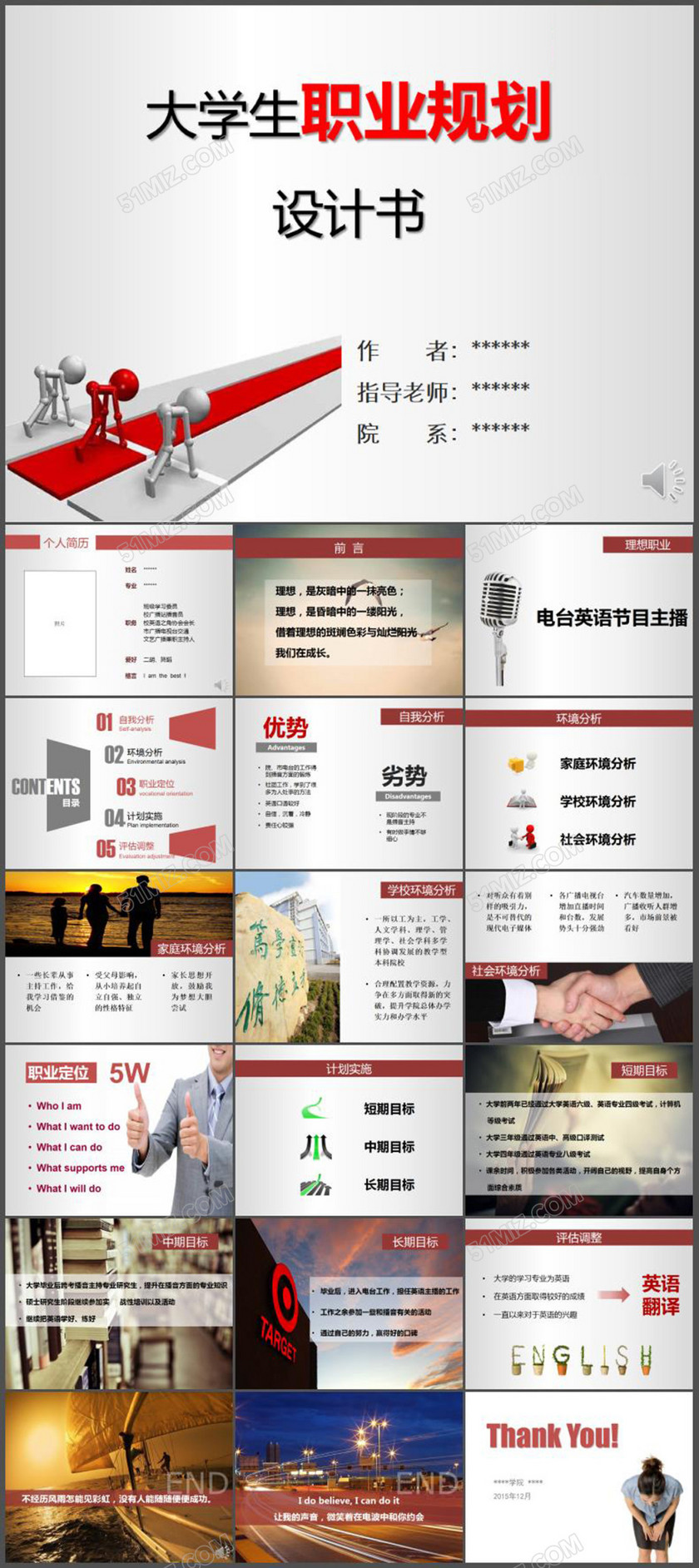 大学生职业生涯规划书PPT 大学生职业生涯规划书PPT