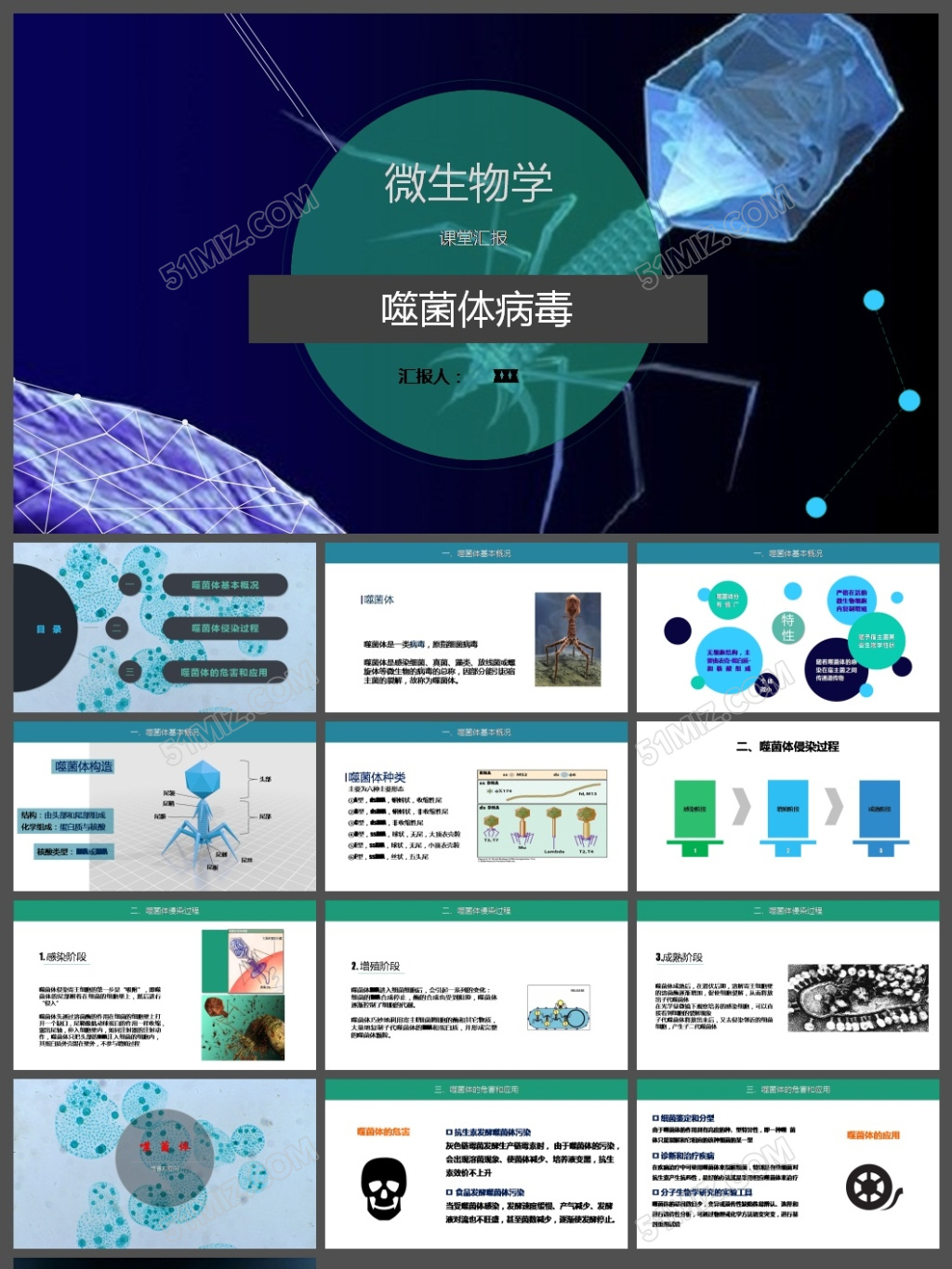 噬菌体病毒微生物学习ppt模板