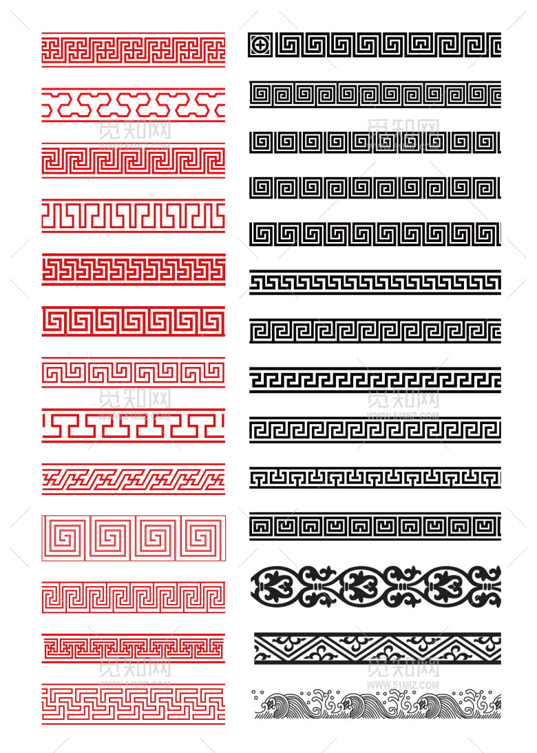 27个中式复古传统花纹装饰花边边框png素材