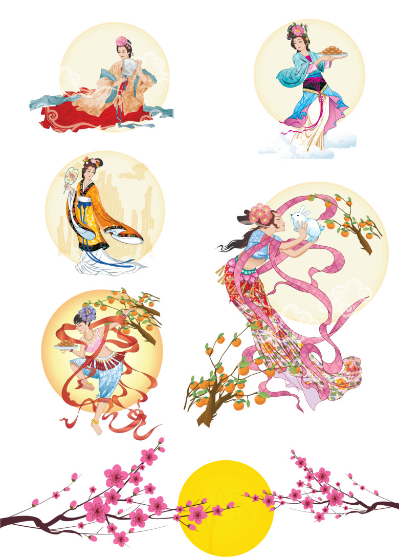 5个手绘中秋节嫦娥素材