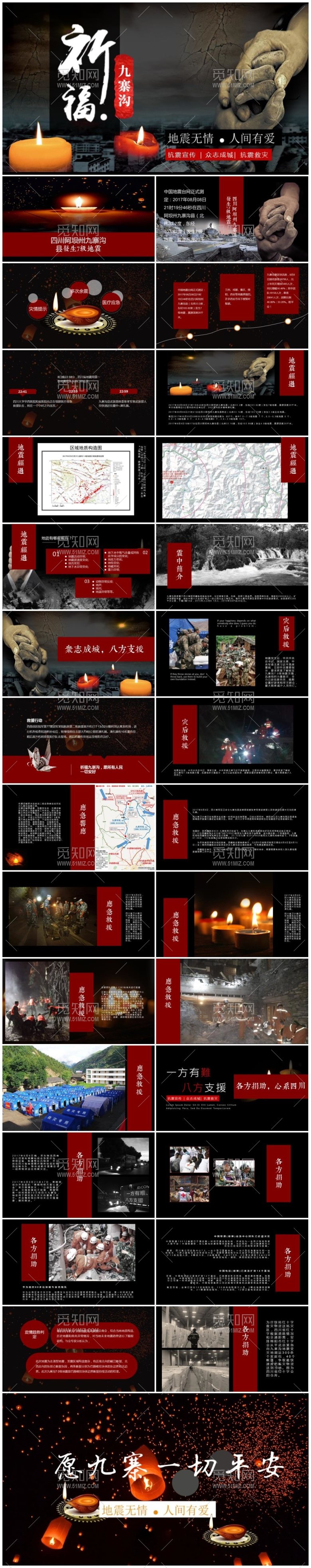 抗震救灾祈福九寨沟传递温暖宣传动态PPT