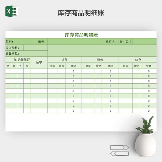 物流公司库存商品明细账通用模版