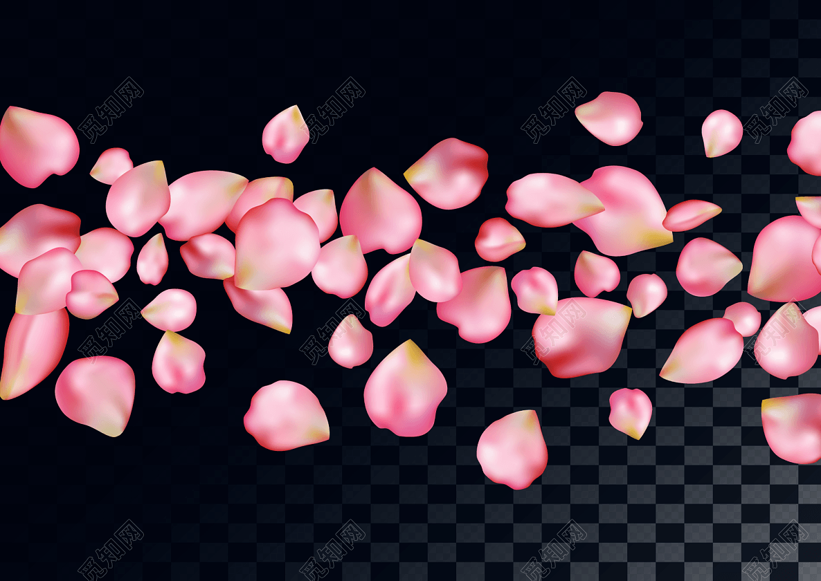 立体花瓣黑底图