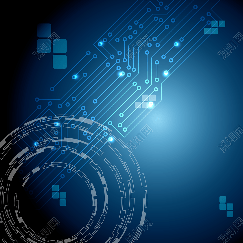 蓝色电路板科技蓝点线体背景图