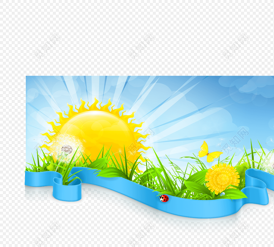 扭曲曲线蓝线带太阳风景背景图