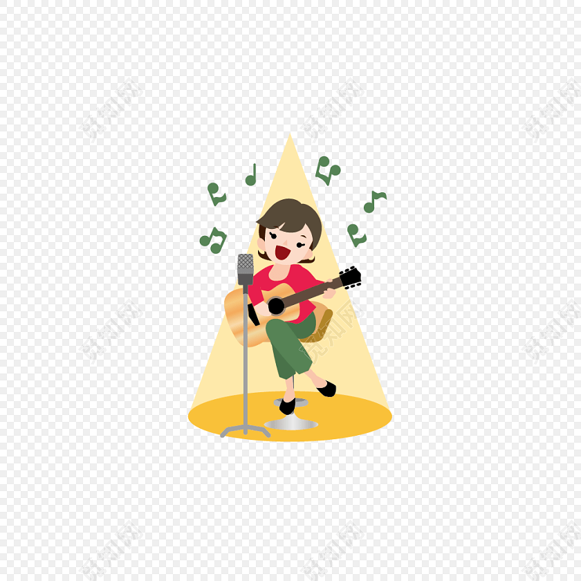 儿童吉他弹唱才艺卡通插画