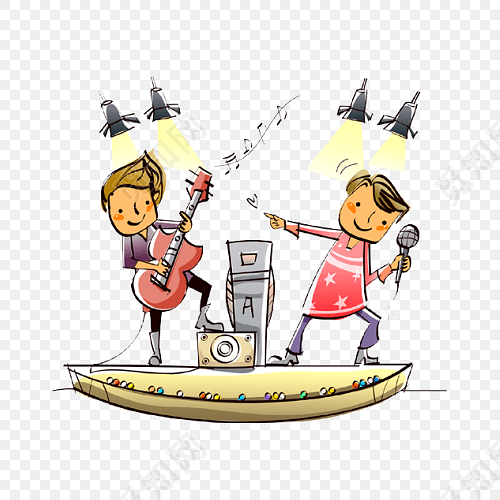 儿童乐队表演插画素材