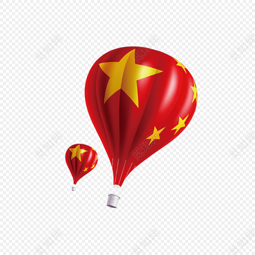 党政中国红热气球十一国庆素材