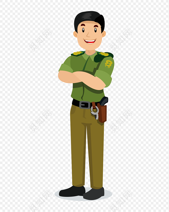 卡通帅气巡逻安男警察免抠图素材