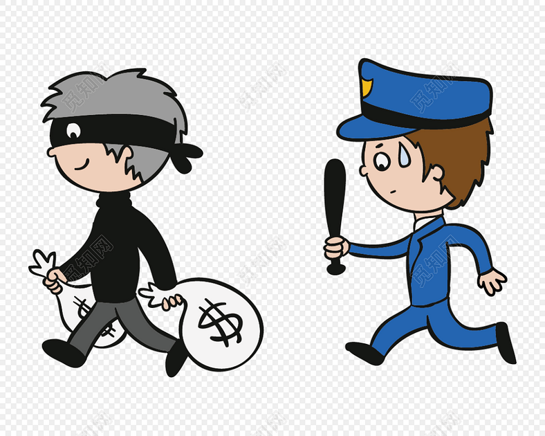 警察和小偷卡通形象