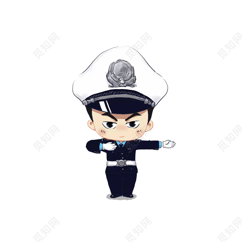 表情严肃的卡通男交警免抠图素材