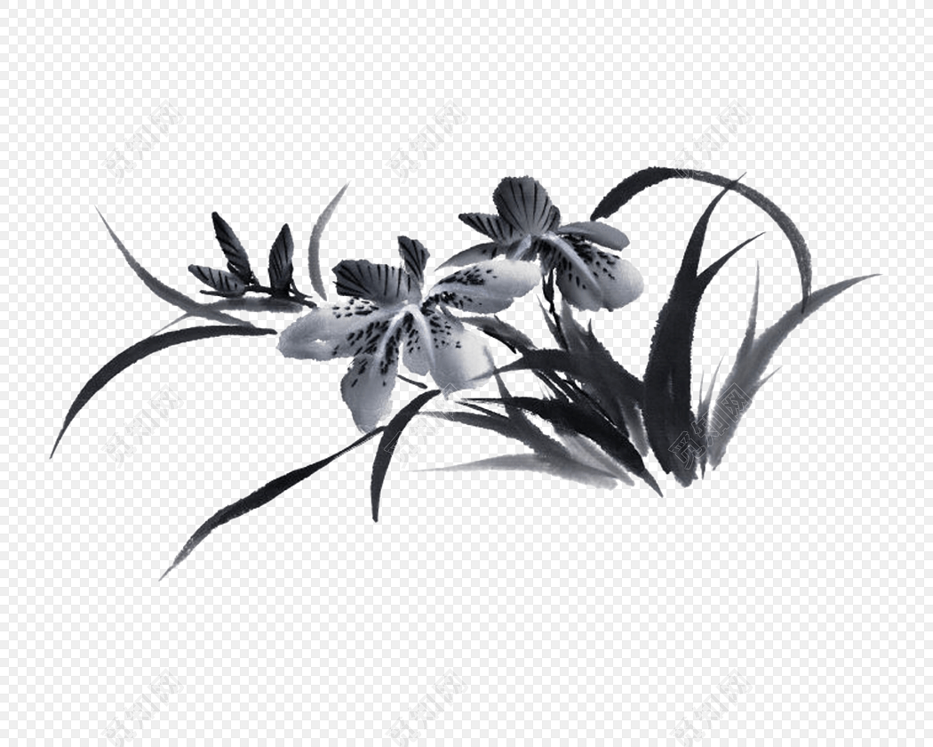 水墨兰花素材