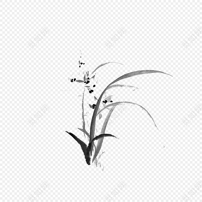 水墨兰花素材