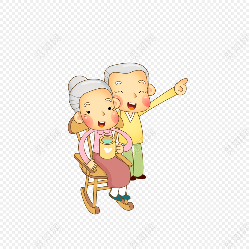 卡通老年生活关爱老人素材