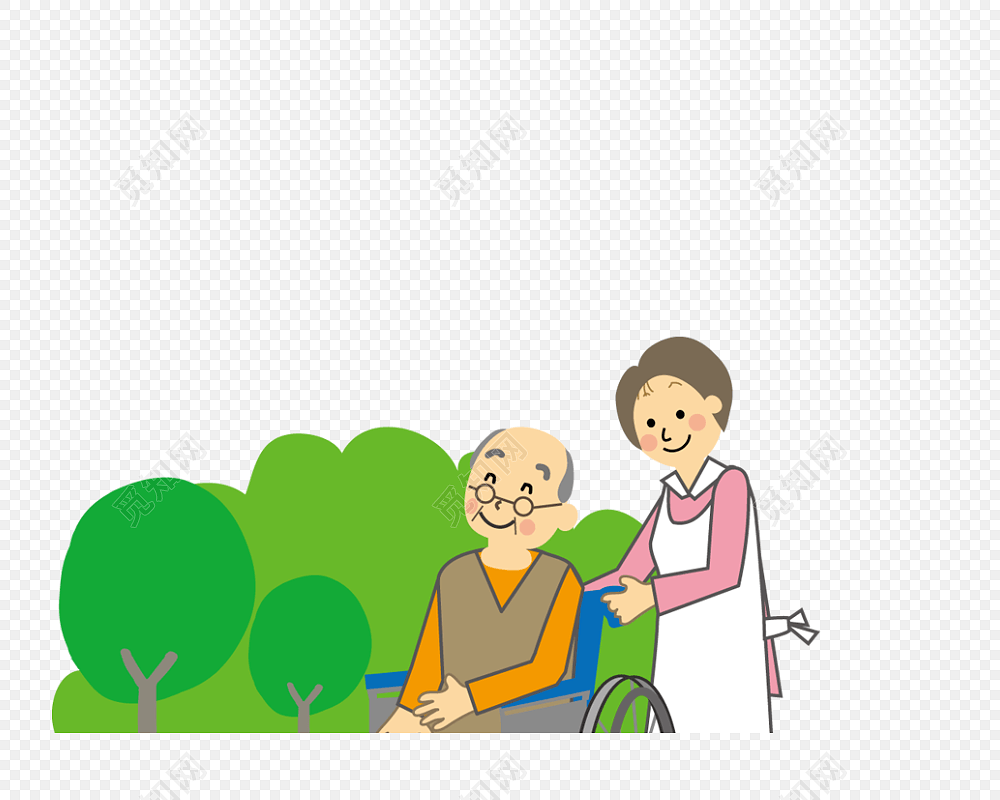 卡通老年生活关爱老人素材