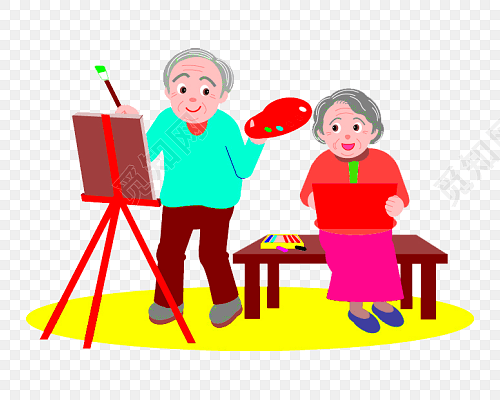 卡通老年生活关爱老人画画素材