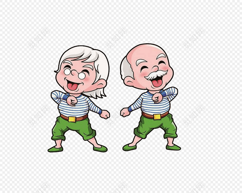 卡通老年生活关爱老人军人素材
