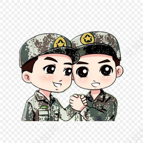 卡通军人军训士兵素材