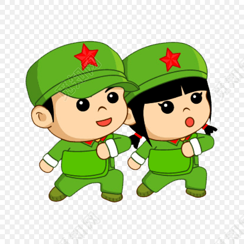 卡通军人军训士兵素材
