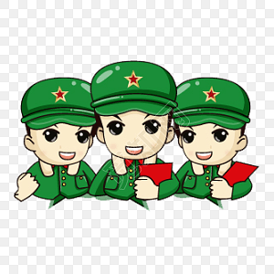 卡通军人军训士兵素材