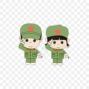 卡通军人军训士兵素材