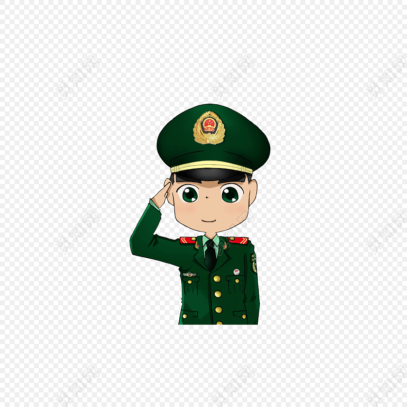 卡通军人军训士兵素材