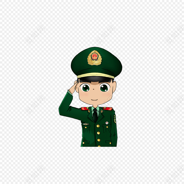 卡通军人军训士兵素材