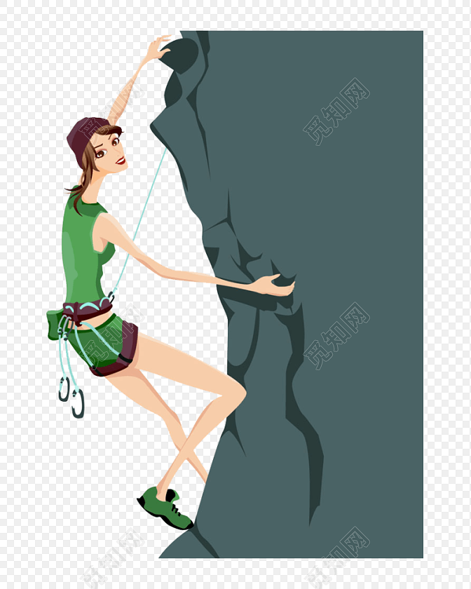 卡通运动女生攀岩图片