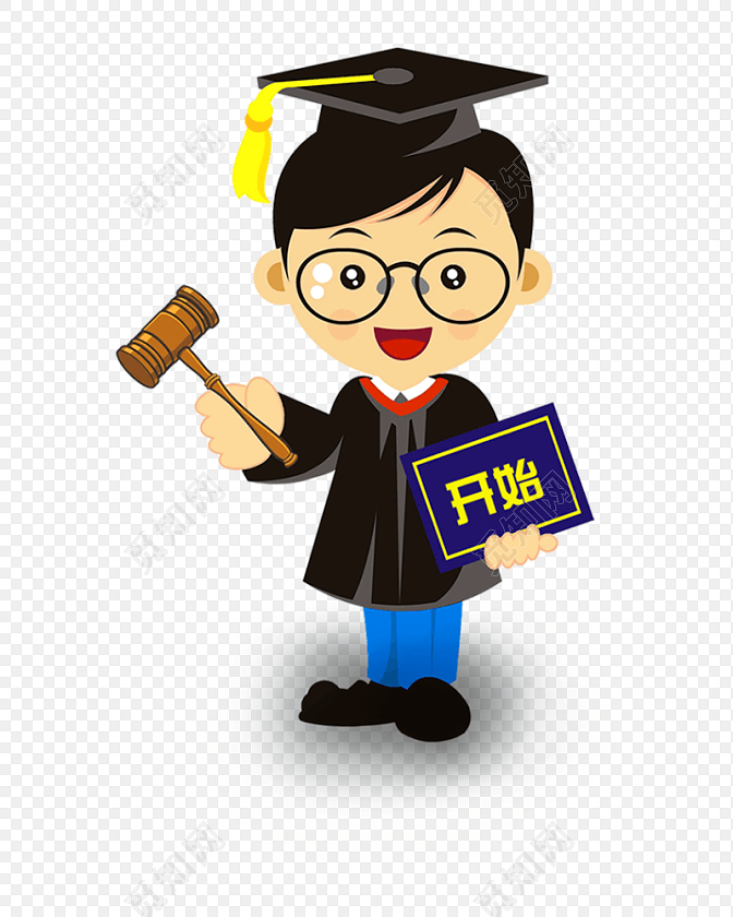 卡通毕业季人物学士帽素材