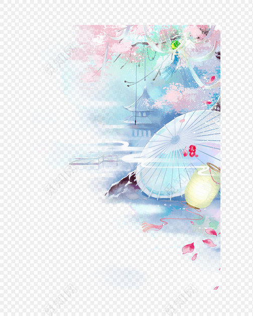古风手绘素雅花意境素材