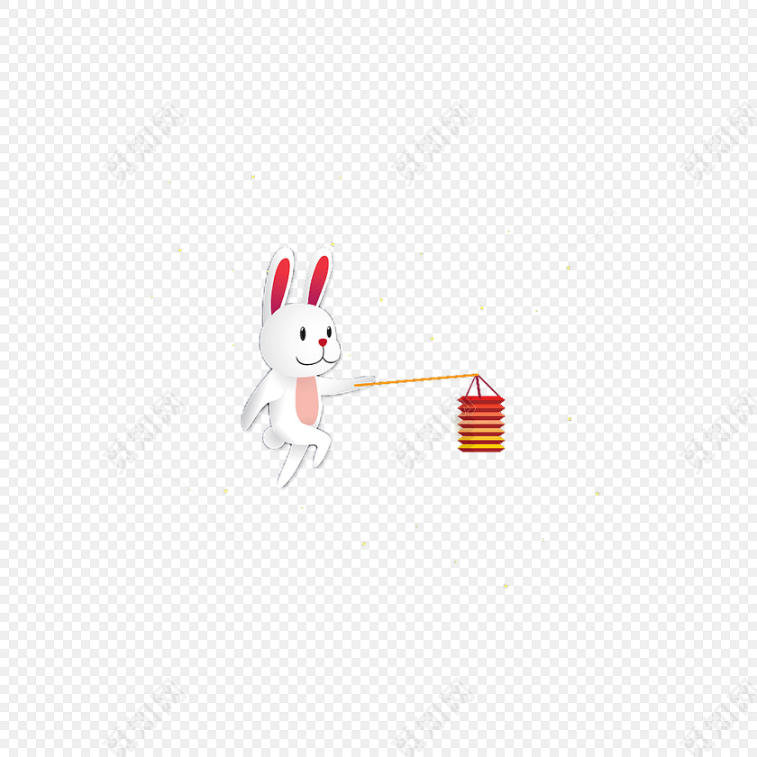 卡通兔子玉兔灯笼素材