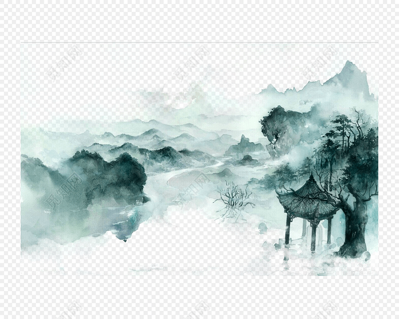 中国风水墨意境古风书生烟雨江南