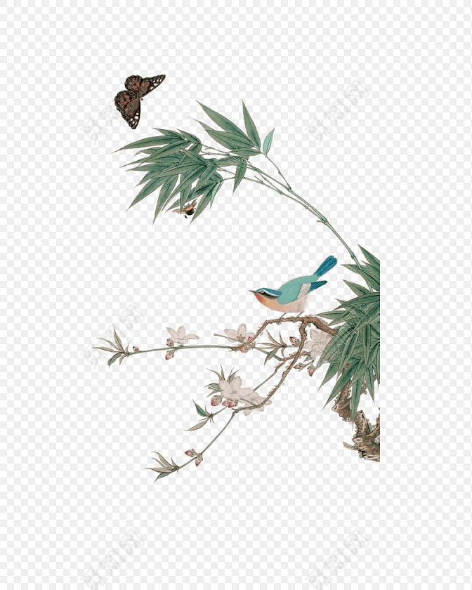 中国风手绘花鸟素材