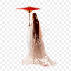 中国风撑伞古风美女元素