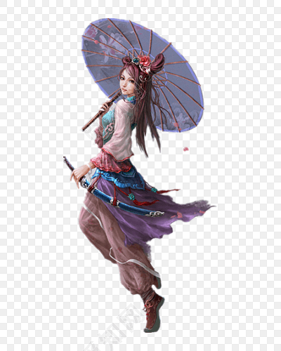 中国古风美女撑伞素材
