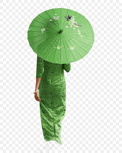中国风旗袍美女撑伞素材元素