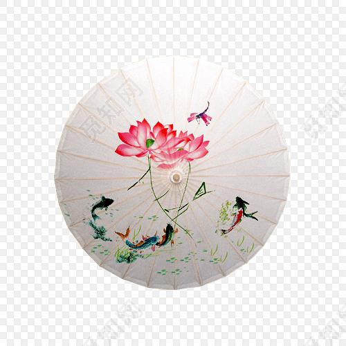 古风荷花油纸伞设计素材
