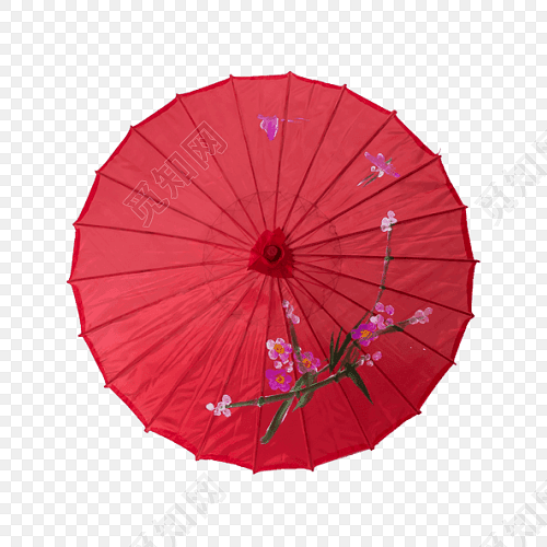 中国红色古风古典油雨伞素材元素