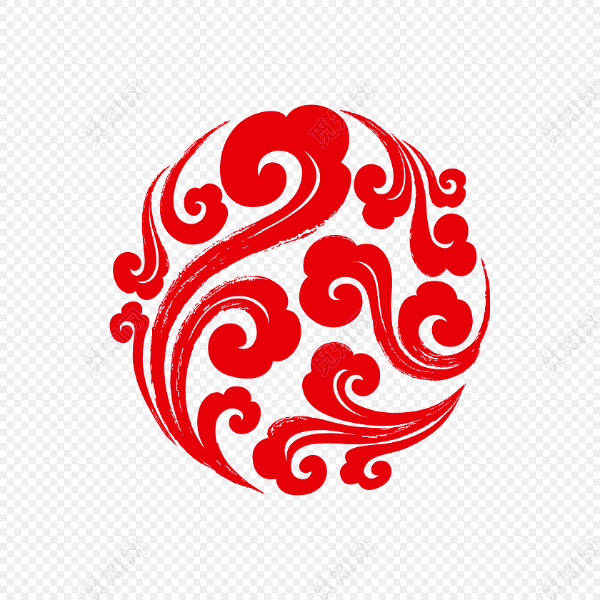 中国传统祥云图案剪纸素材