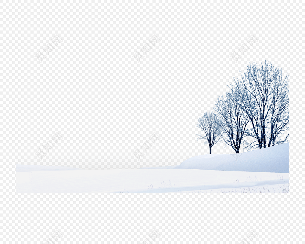 清新圣诞雪景免抠素材