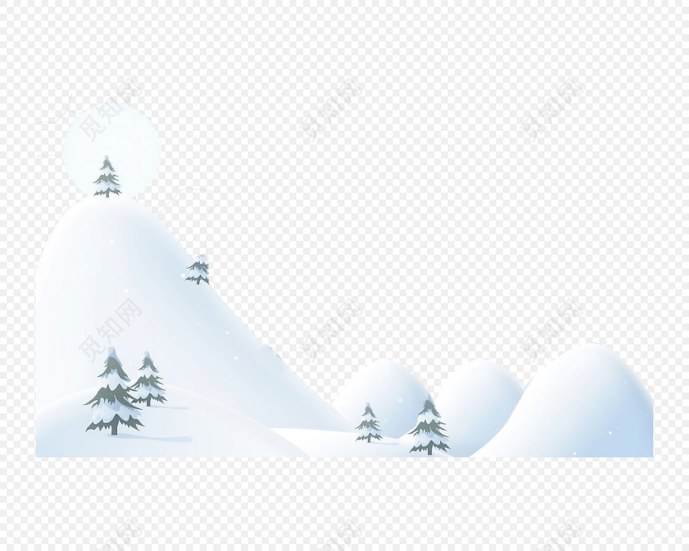 清新圣诞雪景免抠素材