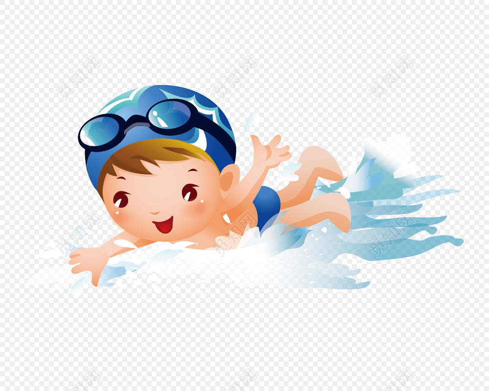 卡通儿童游泳素材