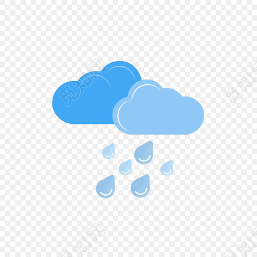 蓝色云朵雨滴矢量图素材