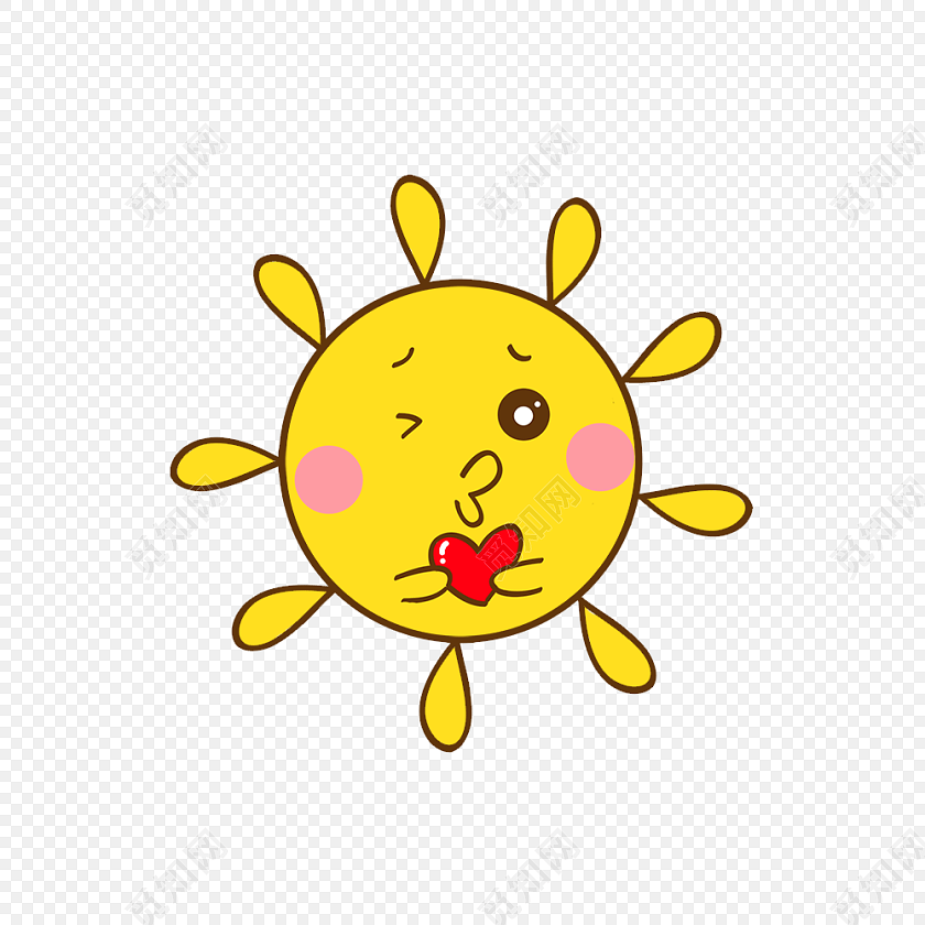 爱心太阳表情彩绘矢量图素材
